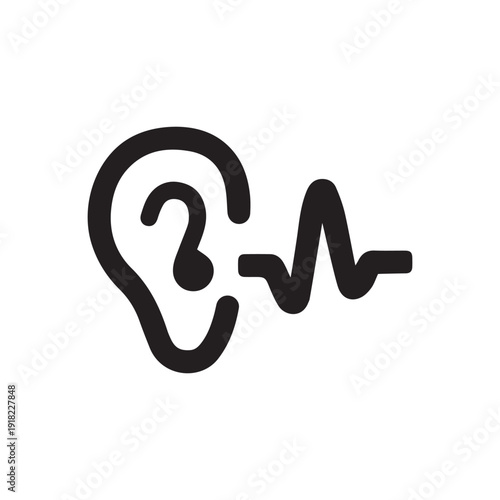 Ear hearing sound icon on white background.
