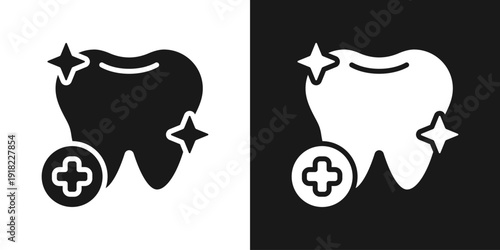 Dental Care Icon In Black And White Glyph Style