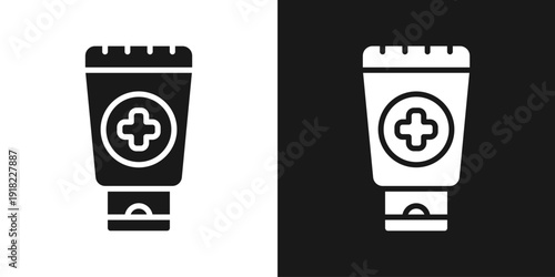 Medical Cream Icon In Black And White Glyph Style