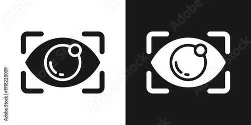 Eye Scan Icon In Black And White Glyph Style