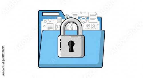 Secure folder with padlock protecting documents and files