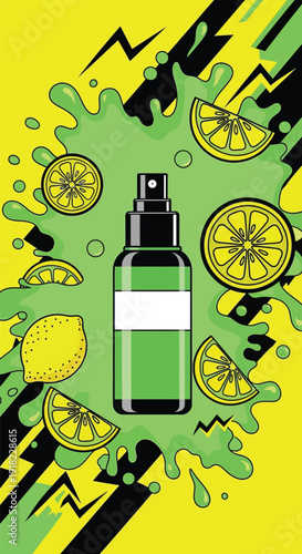 Fresh lemon slices with splashing citrus juice and mist