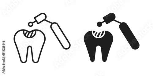 Tooth filling icon. Vector linear icon collection. Vector EPS10