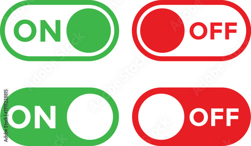 Set of power off on icon. Electric switch and start symbols. On off icon symbol. Technology and hardware icons
