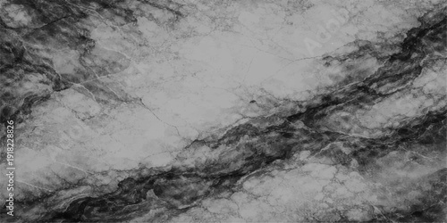 A dark grunge texture background features an old gray stone wall pattern with black and white paint splatters resembling a cold winter landscape of snow and clouds