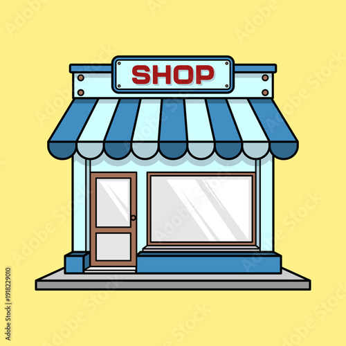 Flat Style Retail Shop Building Icon Vector Design
