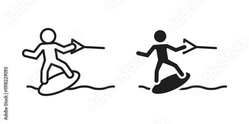 Wakeboarding icon. Vector linear icon collection. Vector EPS10