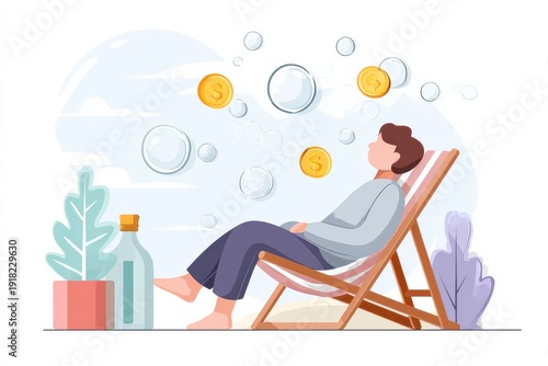 Wallpaper Mural Person relaxing dreaming of financial freedom and passive income Torontodigital.ca