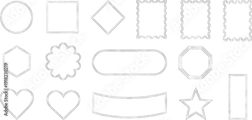 Decorative Outline Frames And Geometric Shapes Set, Vintage Label Borders Collection, Abstract Badge Templates Pack, Isolated Line Art Elements For Logo, Certificate, Vector Illustration.