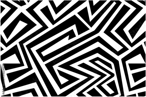 Bold black and white geometric zigzag pattern sharp angular lines abstract dynamic background
