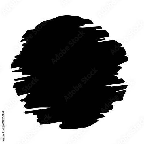 Abstract black hand drawn marker scribble shape isolated on white background textured ink blot illustration