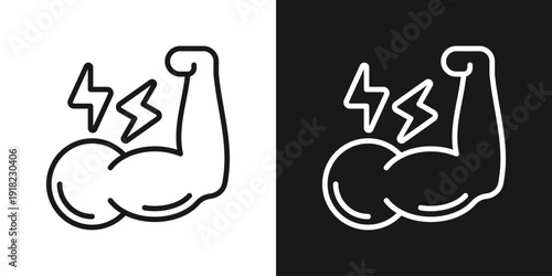 Strong Arm Icon In Black And White Line Style