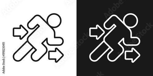 Running Fast Icon In Black And White Line Style