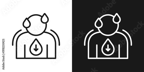 Sweat Workout Icon In Black And White Line Style