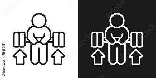Weight Lift Icon In Black And White Line Style