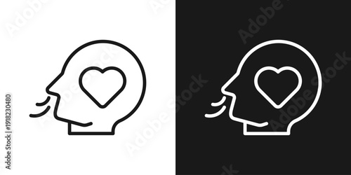 Mind Health Icon In Black And White Line Style
