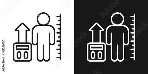 Body Measure Icon In Black And White Line Style
