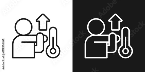 Body Temperature Icon In Black And White Line Style