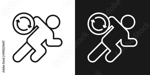 Running Cycle Icon In Black And White Line Style
