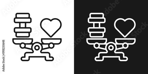 Gym Bench Icon In Black And White Line Style