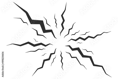 Abstract lightning strike or crack .Lightning bolt icon isolated on white background.Black and white thunderbolt symbol with electric sparks.
Powerful electric discharge or static energy flash icon.