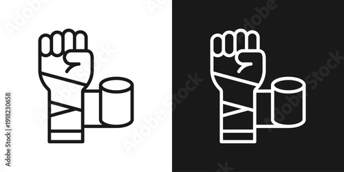 Hand Wrap Icon In Black And White Line Style