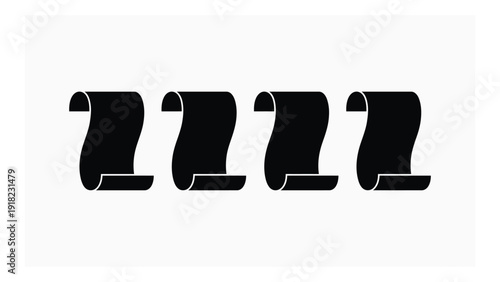Black Number Seven Symbols Isolated on White Background
