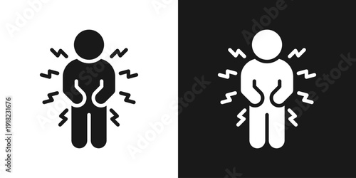 Body Pain Icon In Black And White Glyph Style