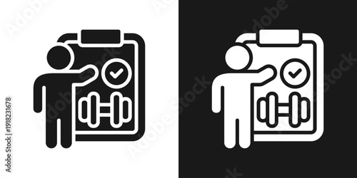 Fitness App Icon In Black And White Glyph Style