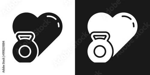 Heart Lift Icon In Black And White Glyph Style