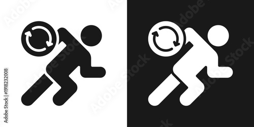Running Cycle Icon In Black And White Glyph Style