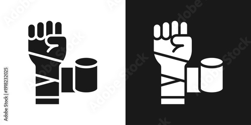 Hand Wrap Icon In Black And White Glyph Style