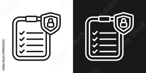 Data Protection Icon In Black And White Line Style