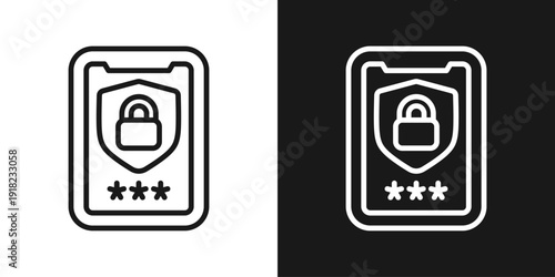 Secure Login Icon In Black And White Line Style
