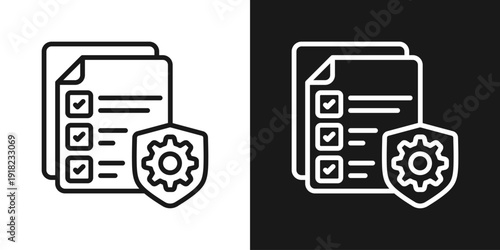 Secure Settings Icon In Black And White Line Style