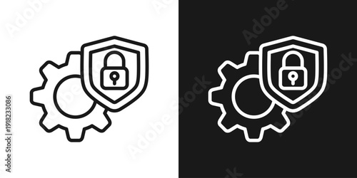 Security Integration Icon In Black And White Line Style