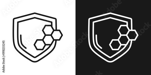Chemical Security Icon In Black And White Line Style