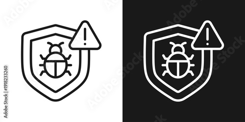 Bug Alert Icon In Black And White Line Style