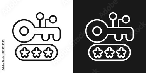 Key Access Icon In Black And White Line Style