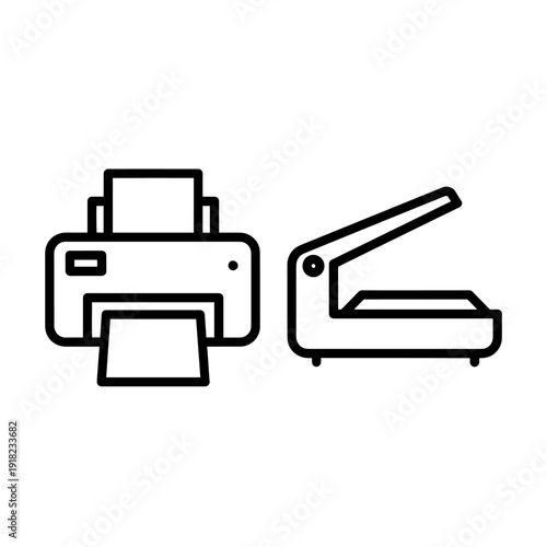 Compact, modern printer with a minimalist aesthetic, isolated on a white background. Sleek office or home technology.