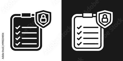 Data Protection Icon In Black And White Glyph Style