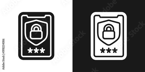 Secure Login Icon In Black And White Glyph Style