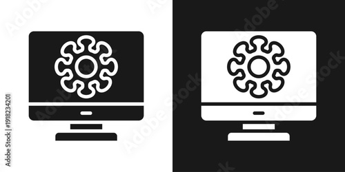 Threat Detection Icon In Black And White Glyph Style