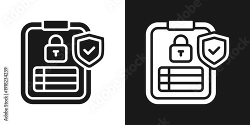 Access Credentials Icon In Black And White Glyph Style