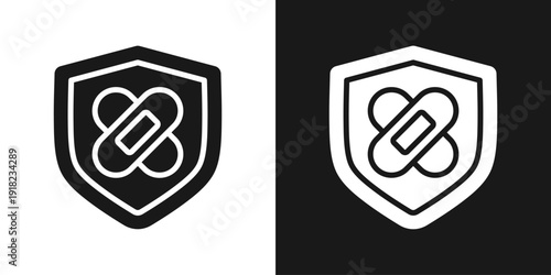 Security Patch Icon In Black And White Glyph Style