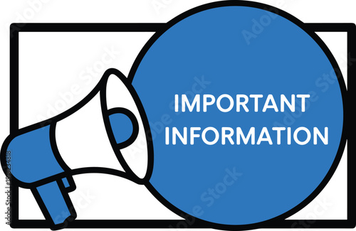 Megaphone with Large Blue Speech Bubble Announcing Important Information announcement