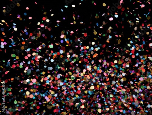 confetti scattered isolated on a black background