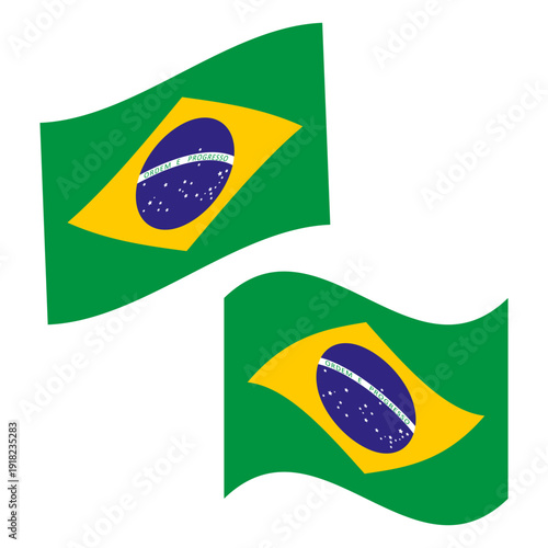 Waving Brazilian Flags - National Symbol of Brazil