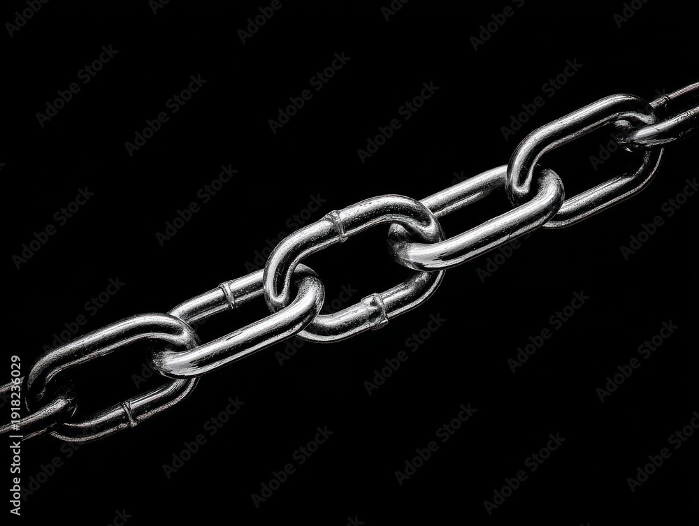 Fototapeta premium chain links connected isolated on a black background