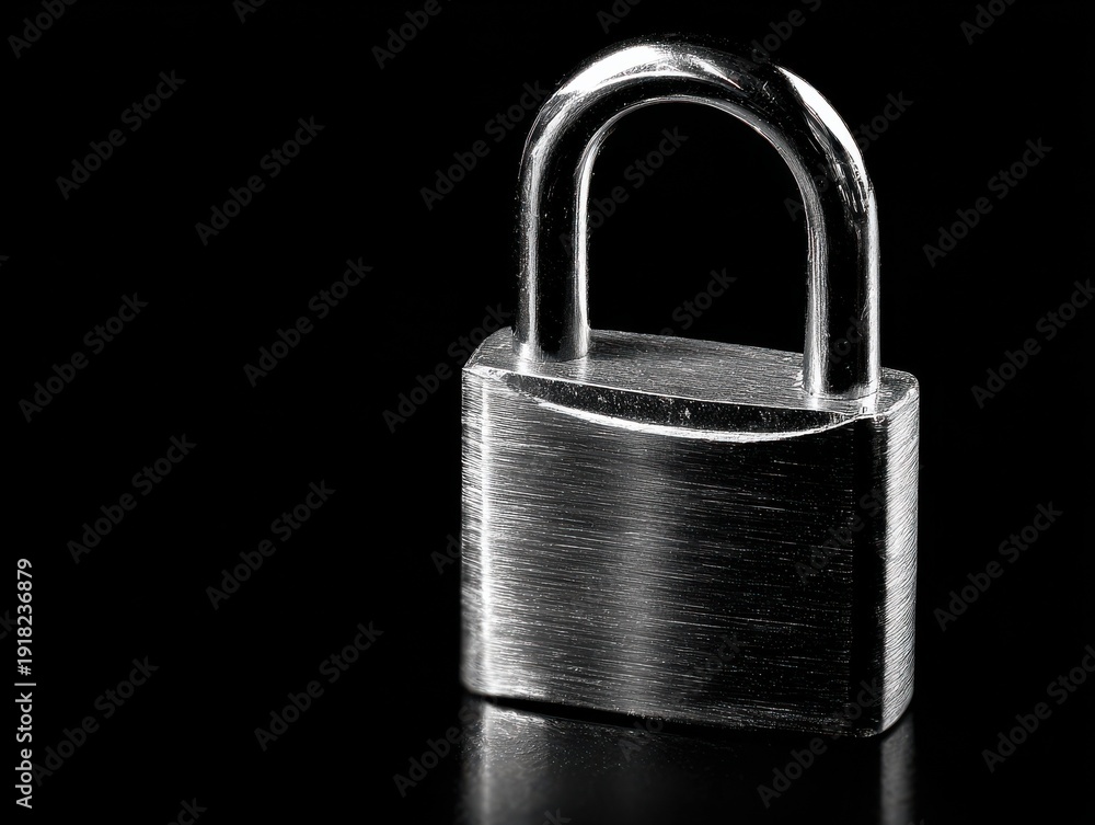 Fototapeta premium padlock closed isolated on a black background